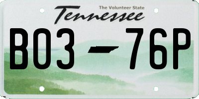 TN license plate B0376P