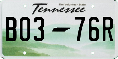 TN license plate B0376R