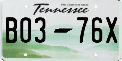 TN license plate B0376X