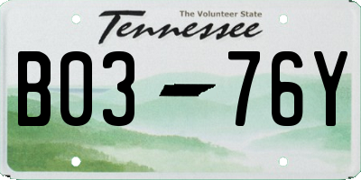 TN license plate B0376Y