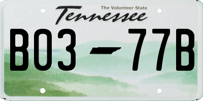 TN license plate B0377B