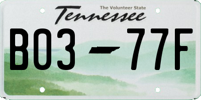 TN license plate B0377F