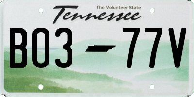 TN license plate B0377V