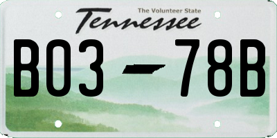 TN license plate B0378B