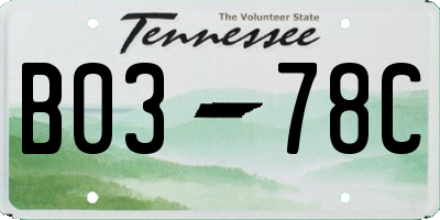 TN license plate B0378C