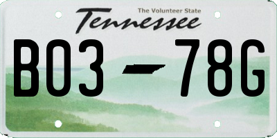 TN license plate B0378G