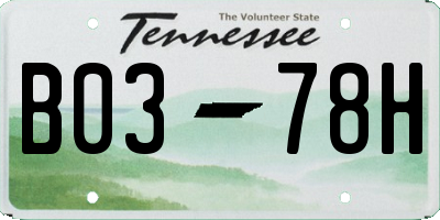 TN license plate B0378H