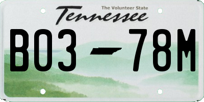 TN license plate B0378M
