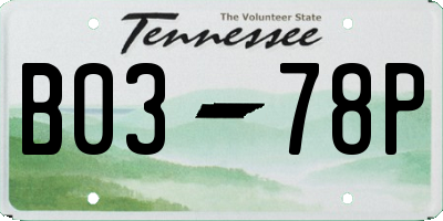 TN license plate B0378P