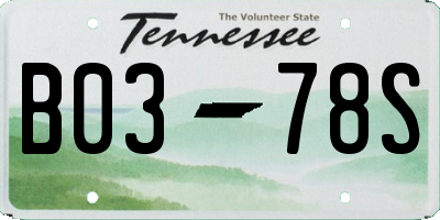 TN license plate B0378S