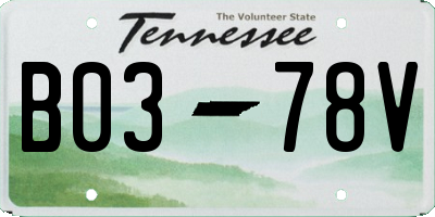 TN license plate B0378V