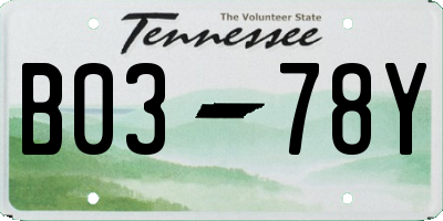 TN license plate B0378Y