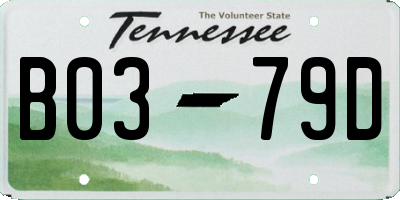 TN license plate B0379D