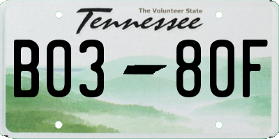 TN license plate B0380F