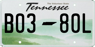 TN license plate B0380L