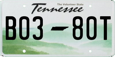 TN license plate B0380T
