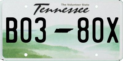 TN license plate B0380X