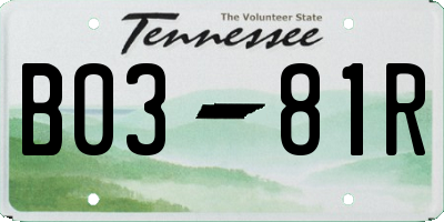 TN license plate B0381R