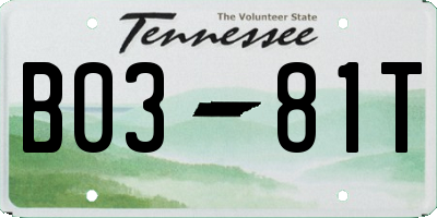 TN license plate B0381T