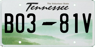 TN license plate B0381V