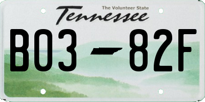 TN license plate B0382F