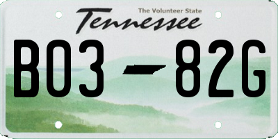 TN license plate B0382G
