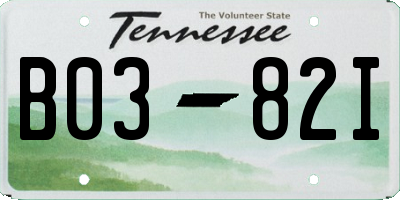 TN license plate B0382I