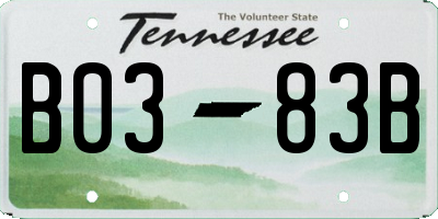 TN license plate B0383B