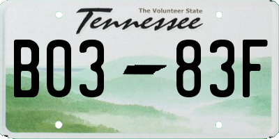 TN license plate B0383F
