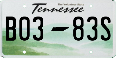 TN license plate B0383S