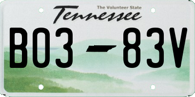 TN license plate B0383V