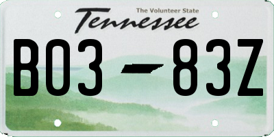 TN license plate B0383Z