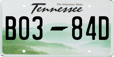 TN license plate B0384D