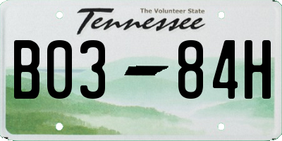 TN license plate B0384H
