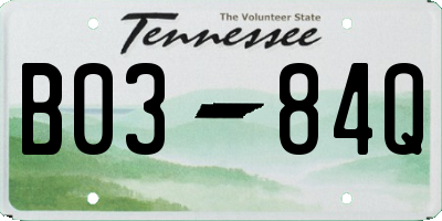 TN license plate B0384Q