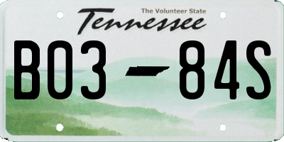 TN license plate B0384S