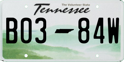 TN license plate B0384W