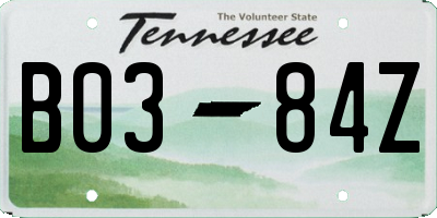 TN license plate B0384Z