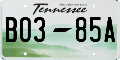 TN license plate B0385A