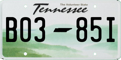 TN license plate B0385I