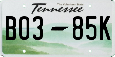 TN license plate B0385K