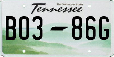 TN license plate B0386G