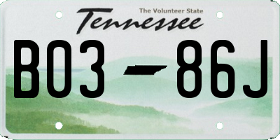 TN license plate B0386J