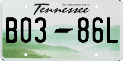 TN license plate B0386L