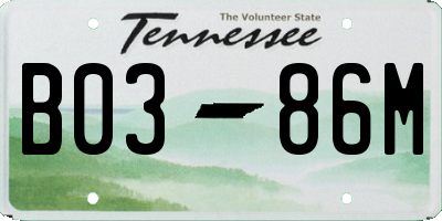 TN license plate B0386M