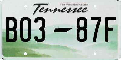 TN license plate B0387F