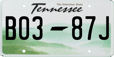 TN license plate B0387J