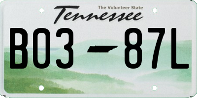 TN license plate B0387L