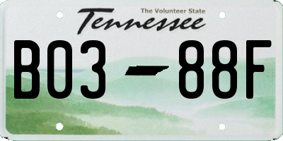 TN license plate B0388F