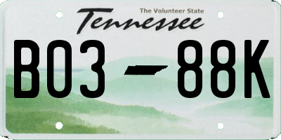 TN license plate B0388K